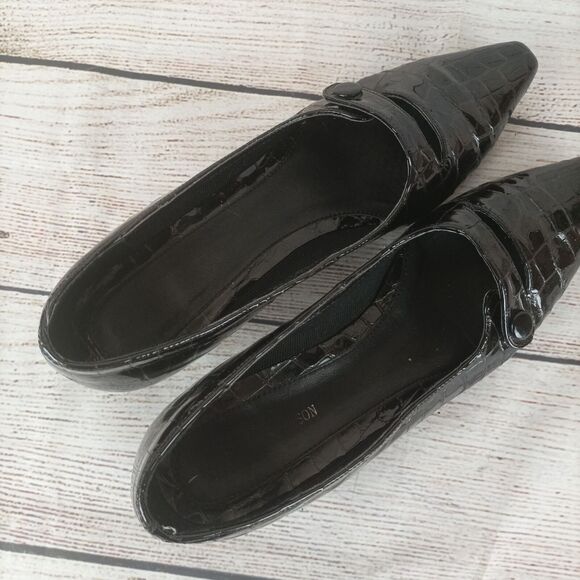 Ron Hommerson Womens Kitten Heels Size 8N Black Alligator Leather - Picture 6 of 7